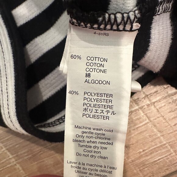 Black & White Striped BabyGap Dress For Girls Size 4-5 YRS 3/4 Sleeves - Picture 4 of 6